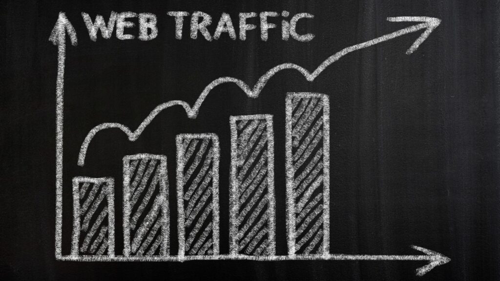 Un graphique montrant l'augmentation du trafic internet d'un site qui a ajouté un blog