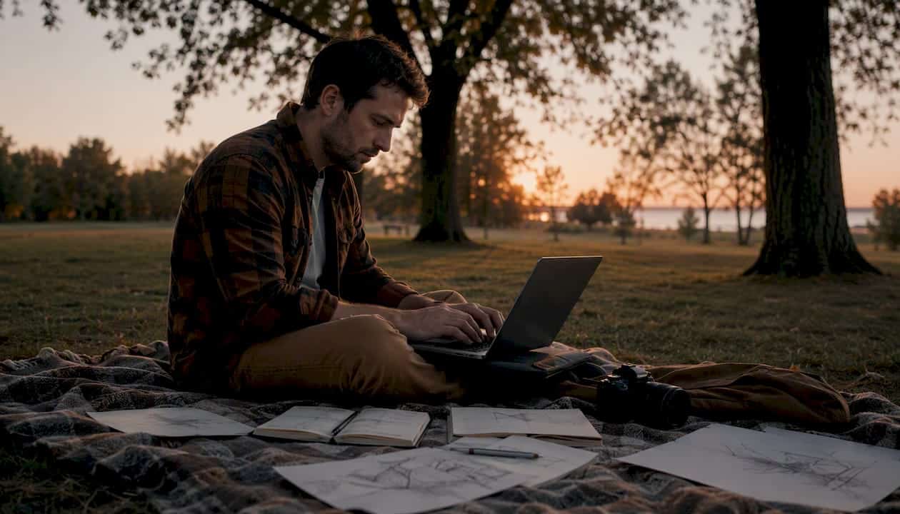 Les mains d’un photographe posées sur le clavier de son ordinateur portable