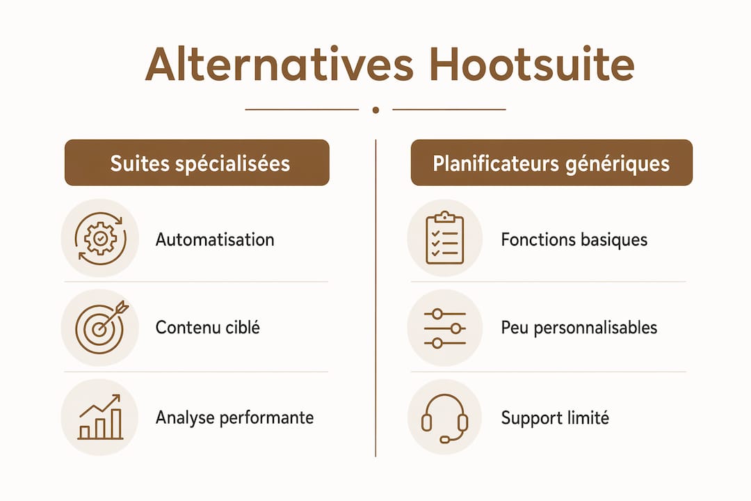 Comparatif visuel des principales alternatives à Hootsuite pour les photographes