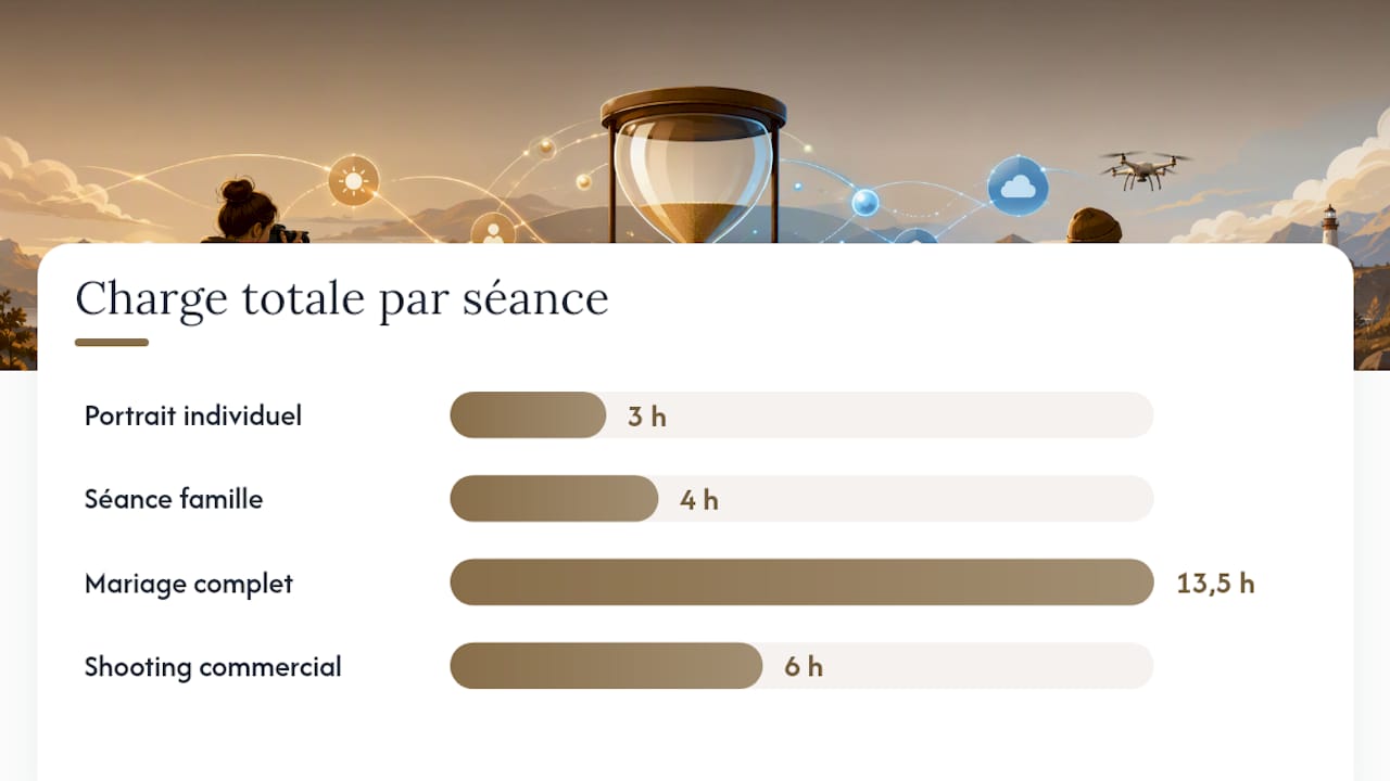 Tableau comparatif des différents types de séances photo et des délais de retouche